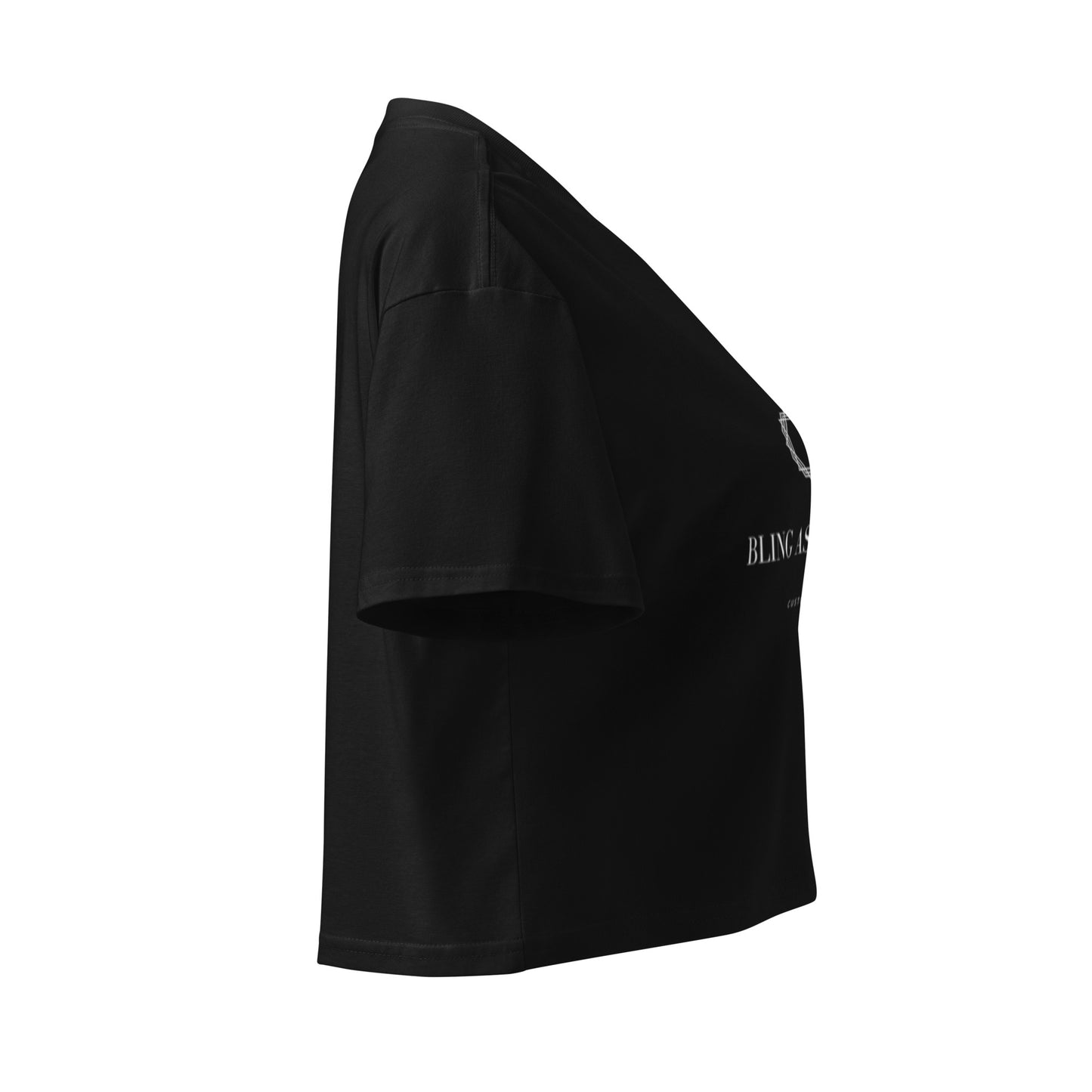 Bling Assassin Crop Top in black, right side view — Bling Assassin
