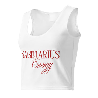 Sagittarius Zodiac Crop Top in white, front view — Bling Assassin