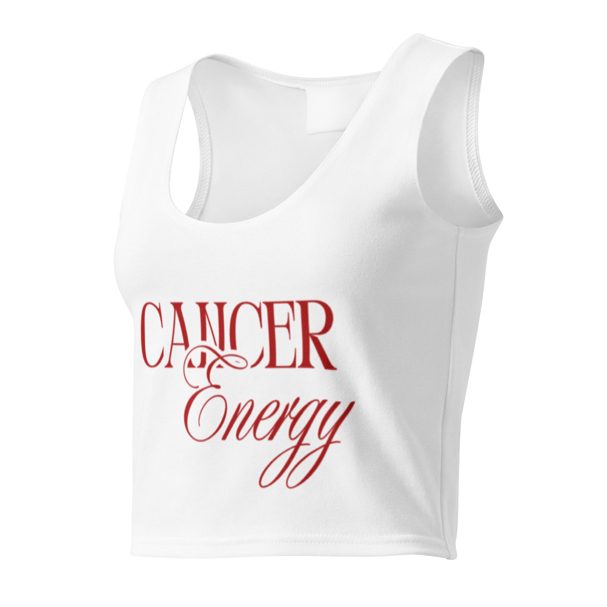 Cancer Zodiac Crop Top in white, front view — Bling Assassin