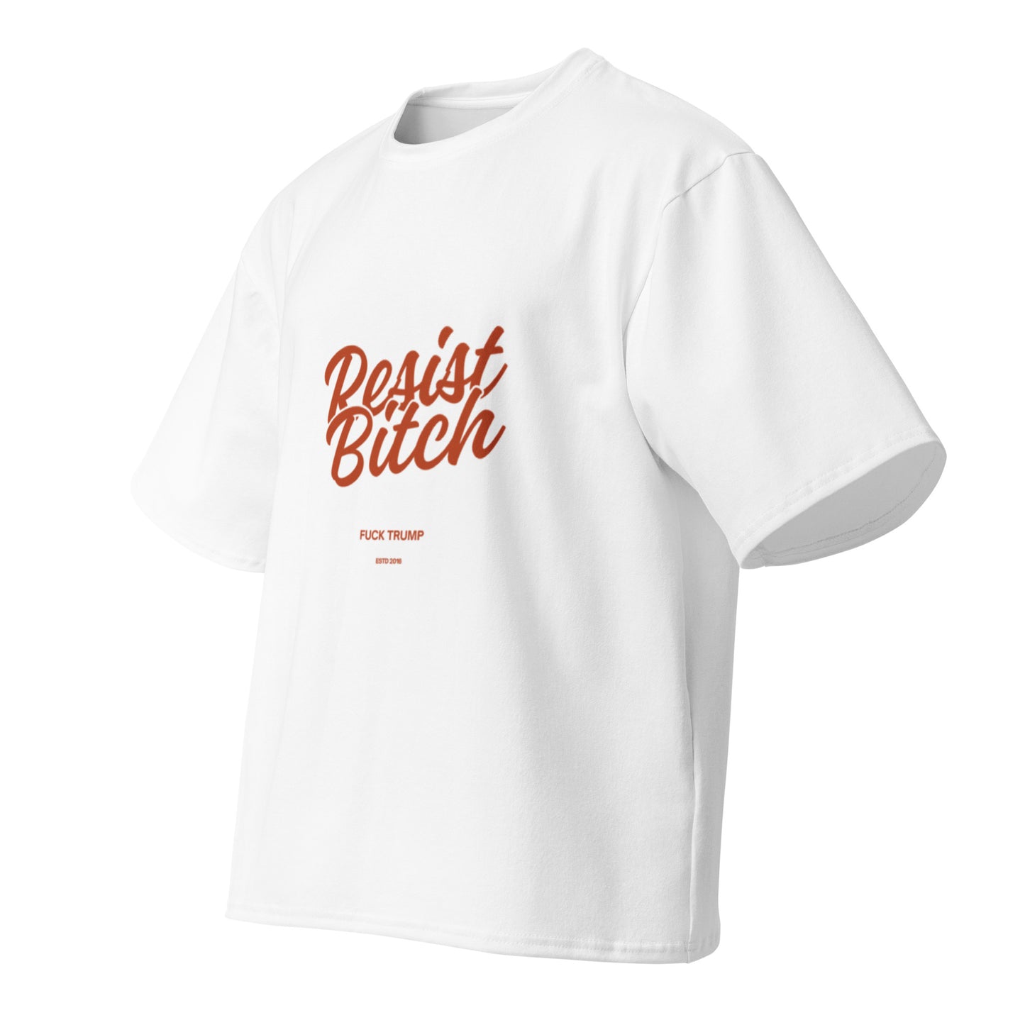 Resist Bitch Oversized Cotton T-Shirt in white, front view — Bling Assassin