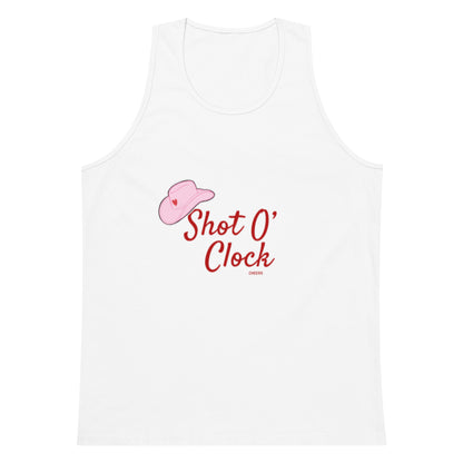Shot O' Clock Tank Top in white, front view — Bling Assassin