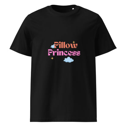 Pillow Princess Cotton T-Shirt in black, front view — Bling Assassin
