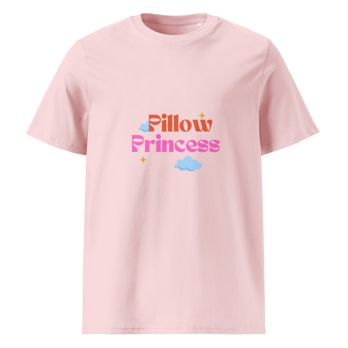 Pillow Princess Cotton T-Shirt in cotton pink, front view — Bling Assassin