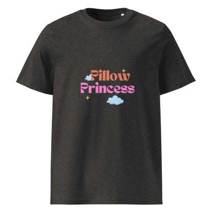 Pillow Princess Cotton T-Shirt in dark heather grey, front view — Bling Assassin