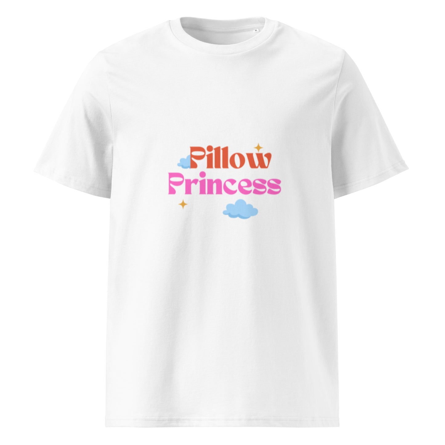 Pillow Princess Cotton T-Shirt in white, front view — Bling Assassin