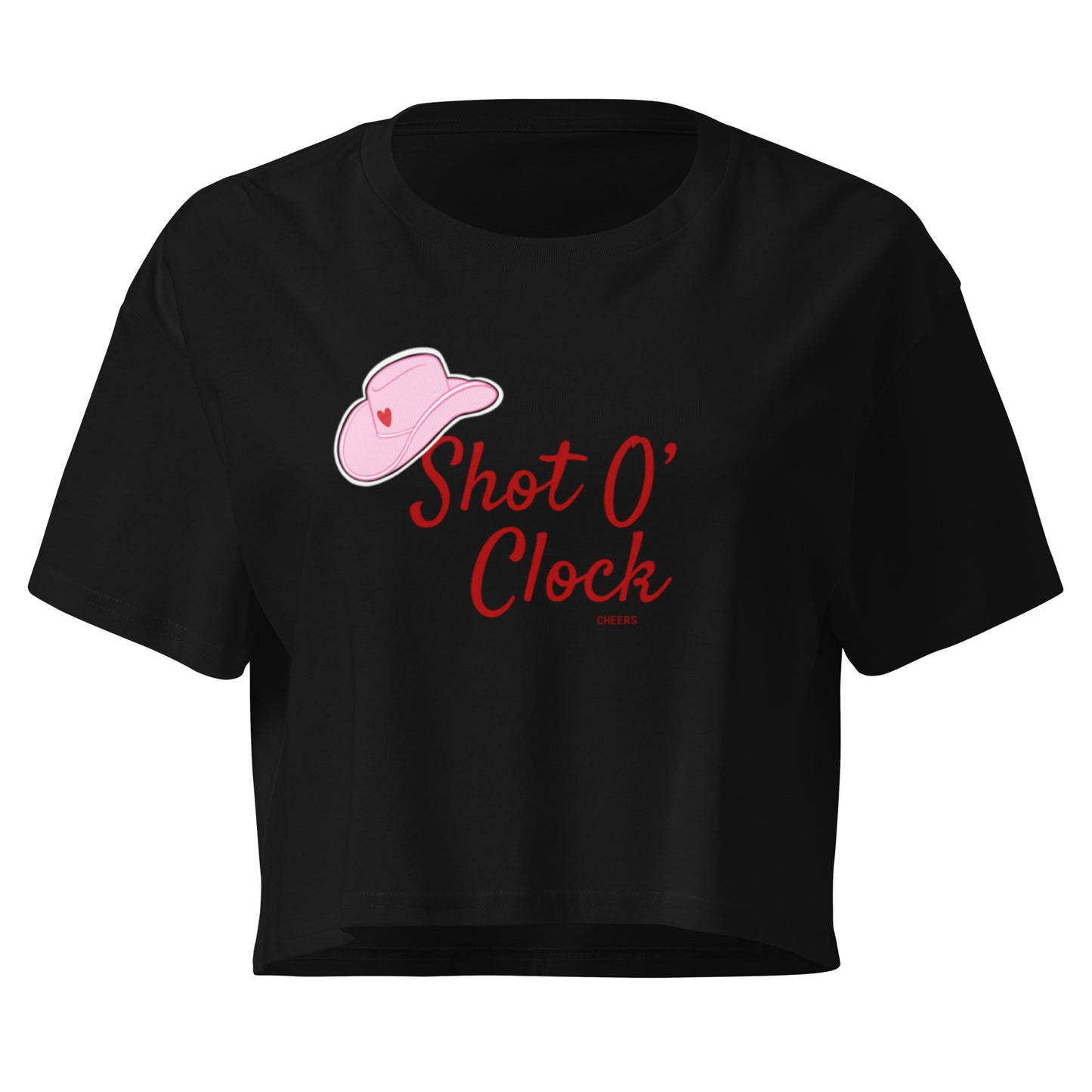 Shot O' Clock Crop Top in black, front view — Bling Assassin