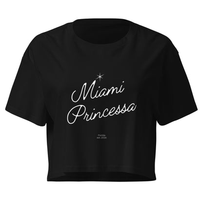 Miami Princessa Crop Top in black, front view — Bling Assassin
