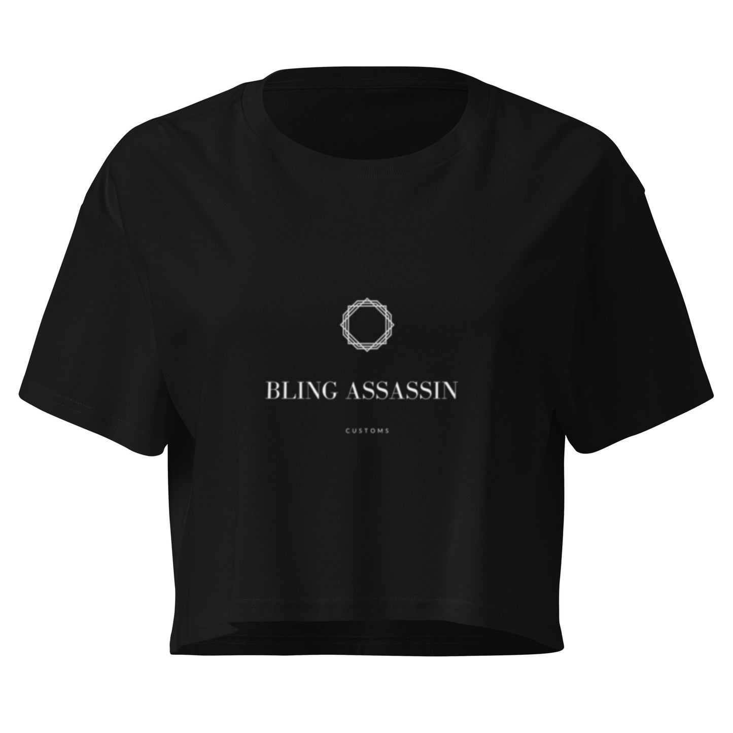 Bling Assassin Crop Top in black, front view — Bling Assassin
