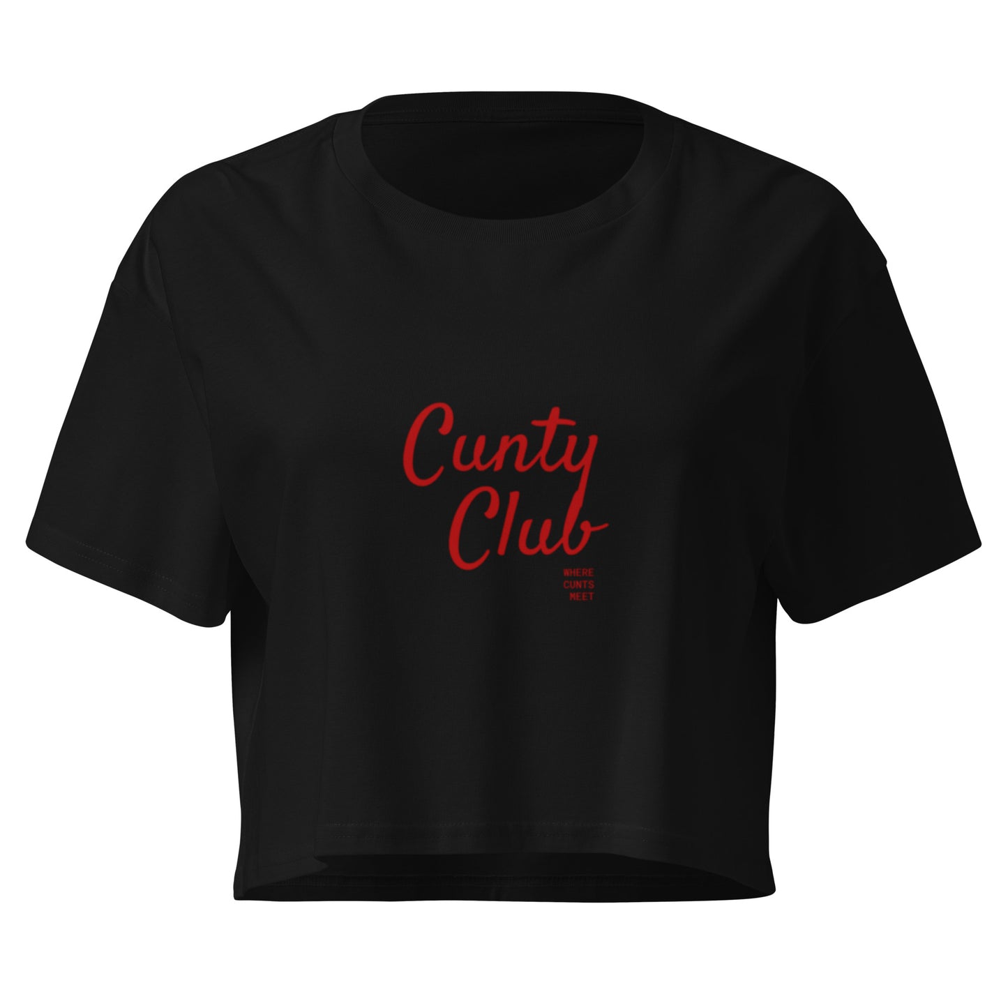 Cunty Club Crop Top in black, front view — Bling Assassin