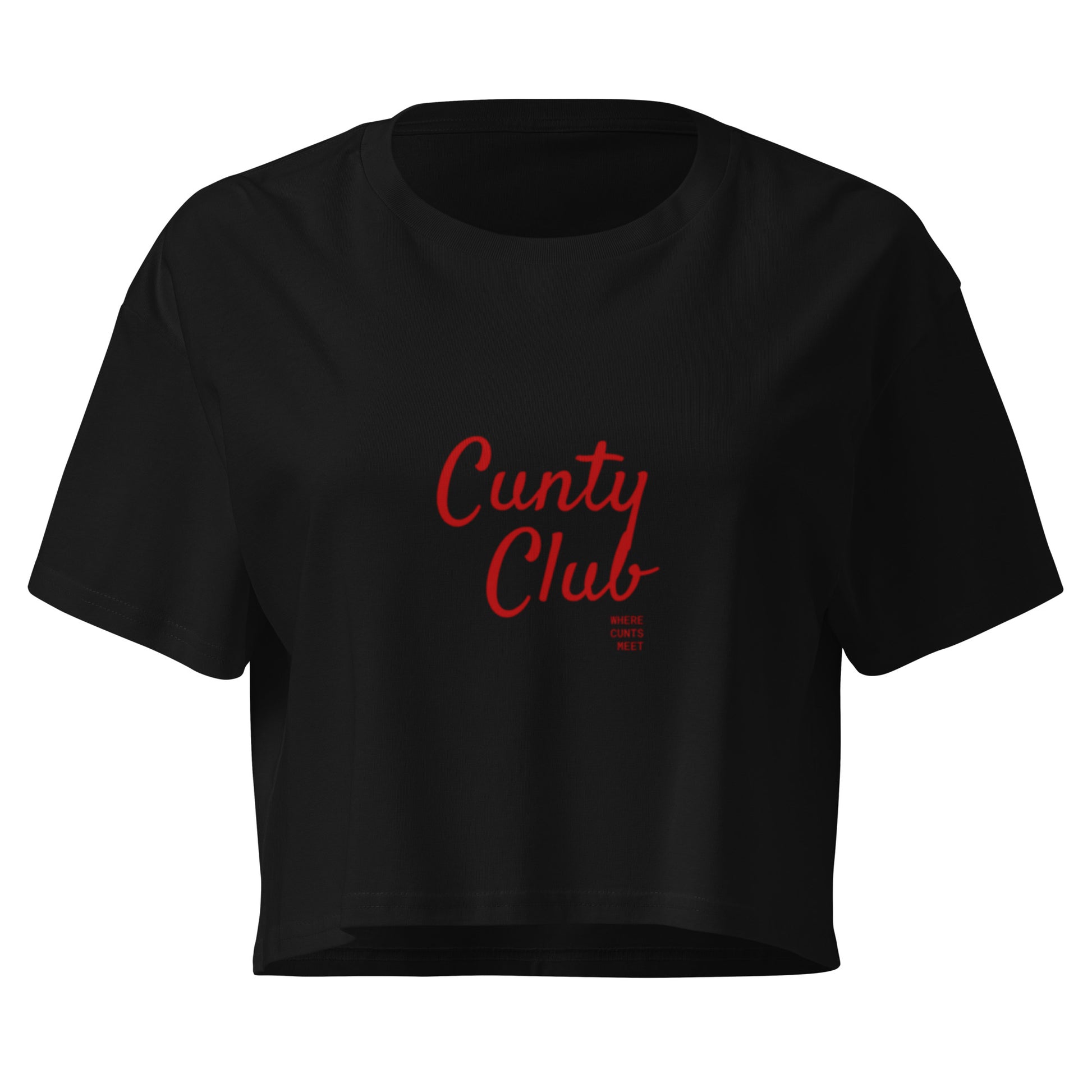 Cunty Club Crop Top in black, front view — Bling Assassin