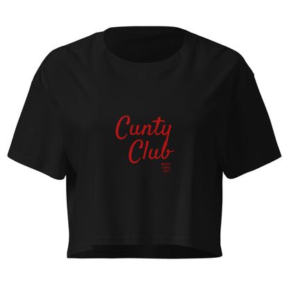 Cunty Club Crop Top in black, front view — Bling Assassin