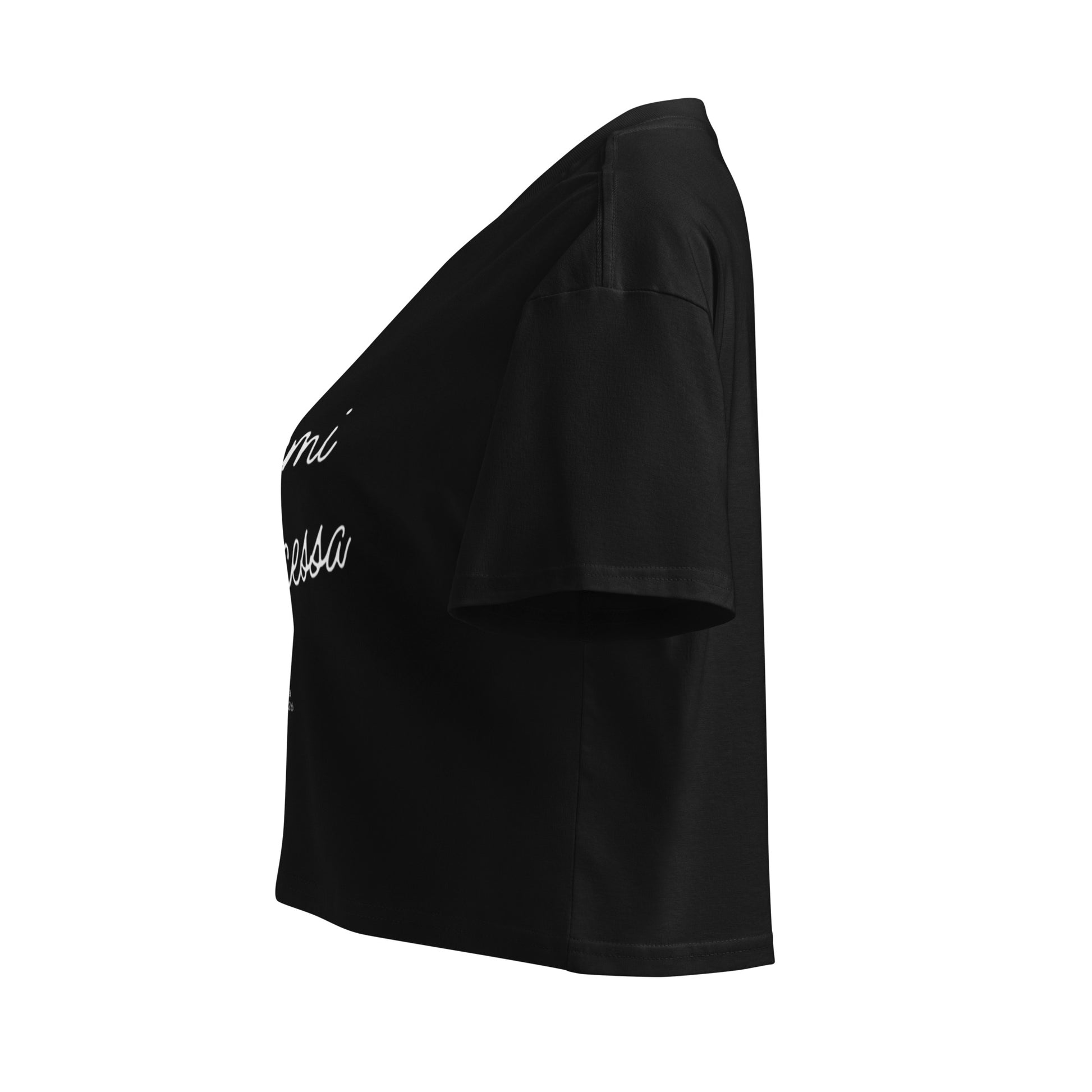 Miami Princessa Crop Top in black, left side view — Bling Assassin