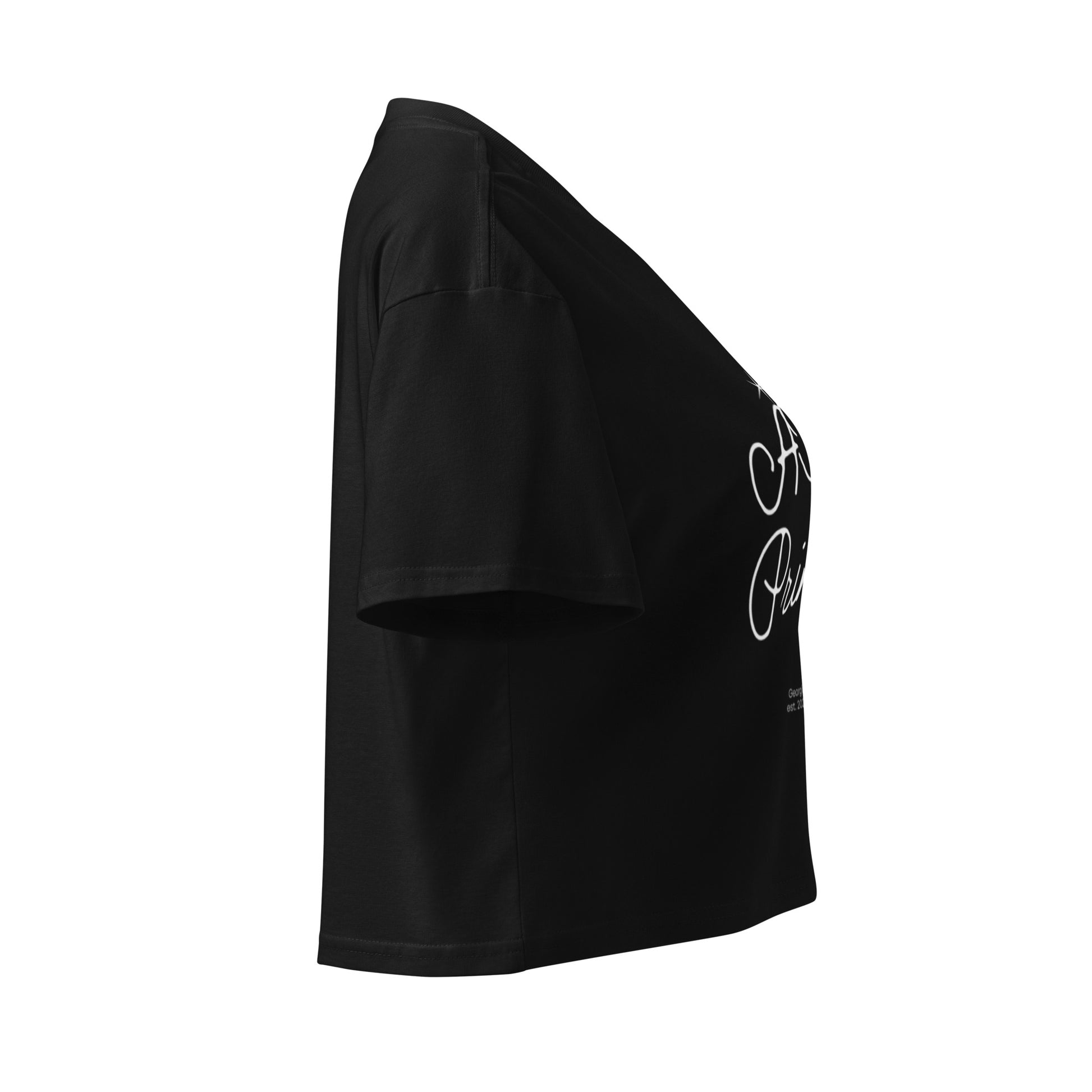 ATL Princess Crop Top in black, right side view — Bling Assassin