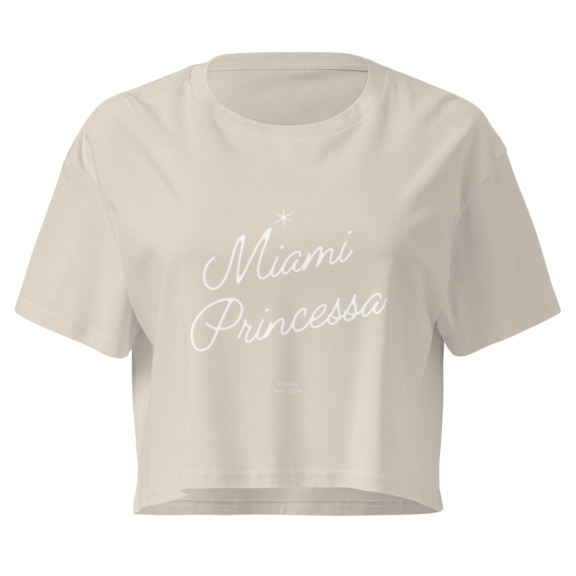 Miami Princessa Crop Top in bone, front view — Bling Assassin