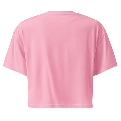 RH Princess Crop Top in bubblegum pink, back view — Bling Assassin