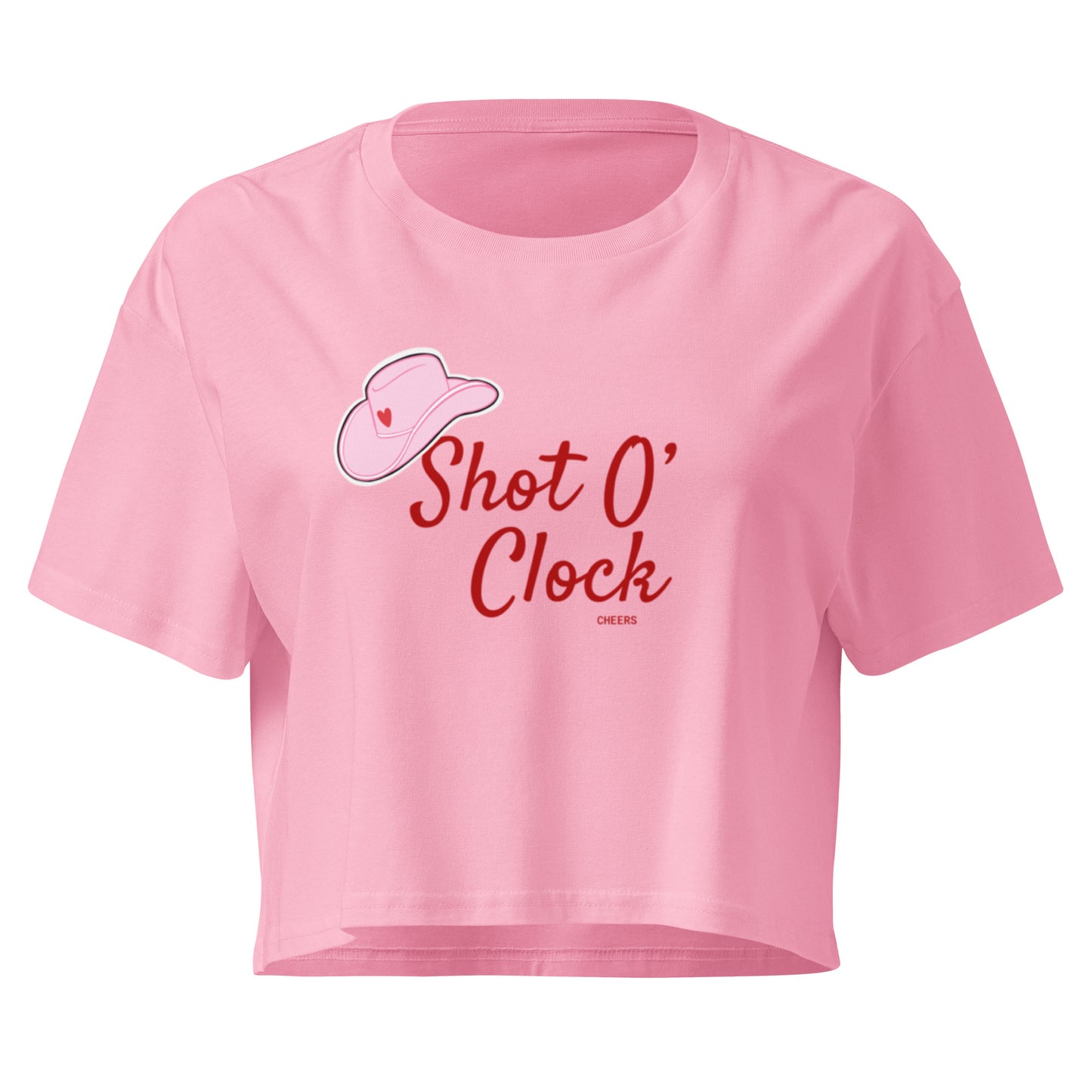 Shot O' Clock Crop Top in bubblegum pink, front view — Bling Assassin