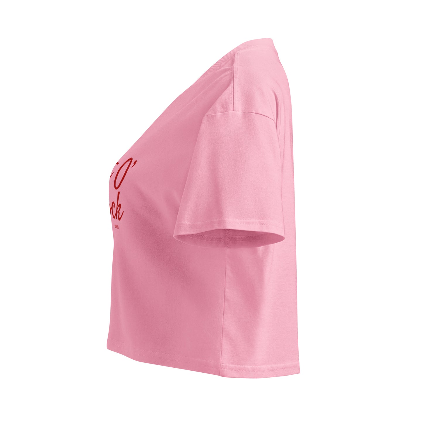 Shot O' Clock Crop Top in bubblegum pink, left side view — Bling Assassin