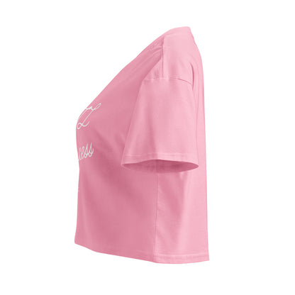 ATL Princess Crop Top in bubblegum pink, left side view — Bling Assassin