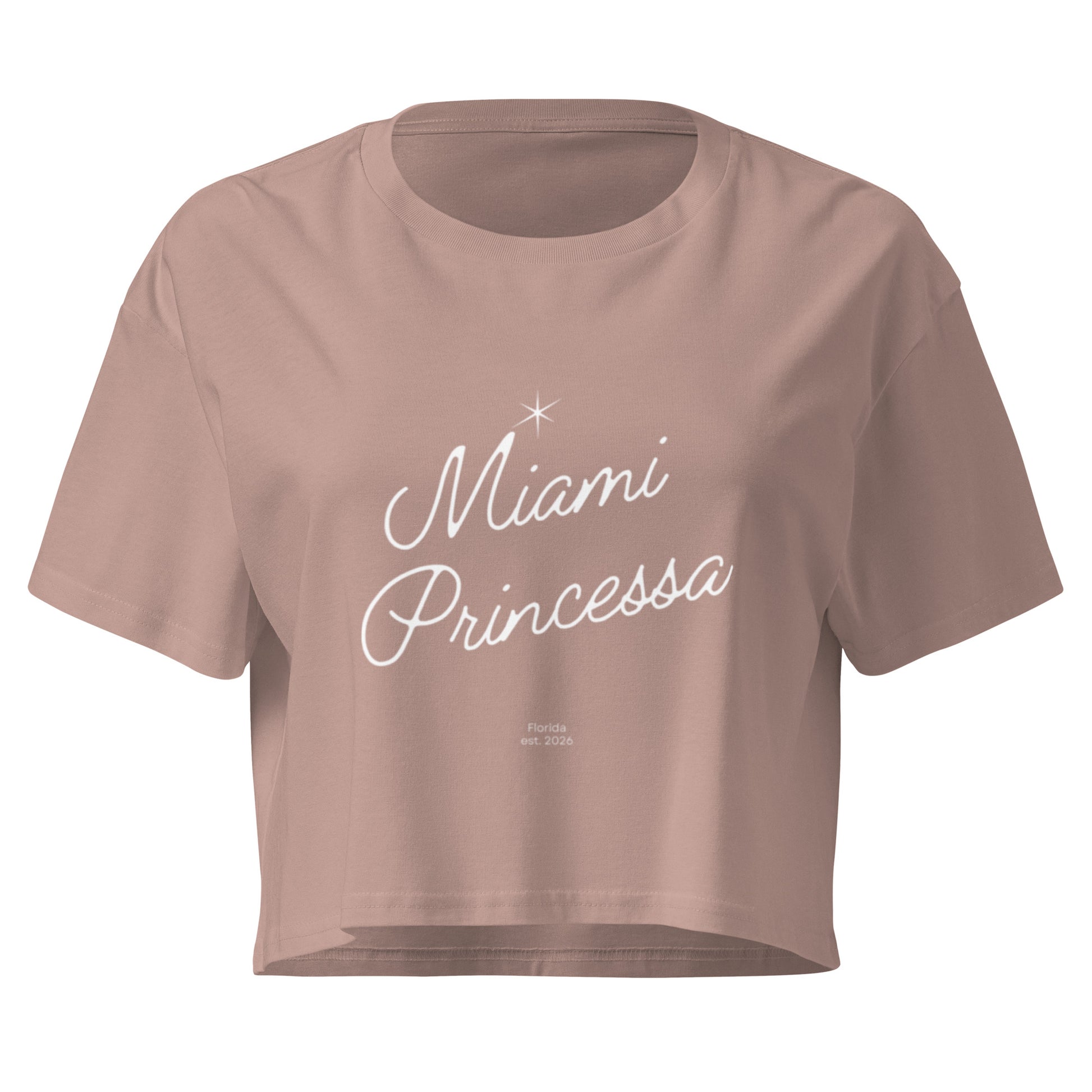 Miami Princessa Crop Top in hazy pink, front view — Bling Assassin