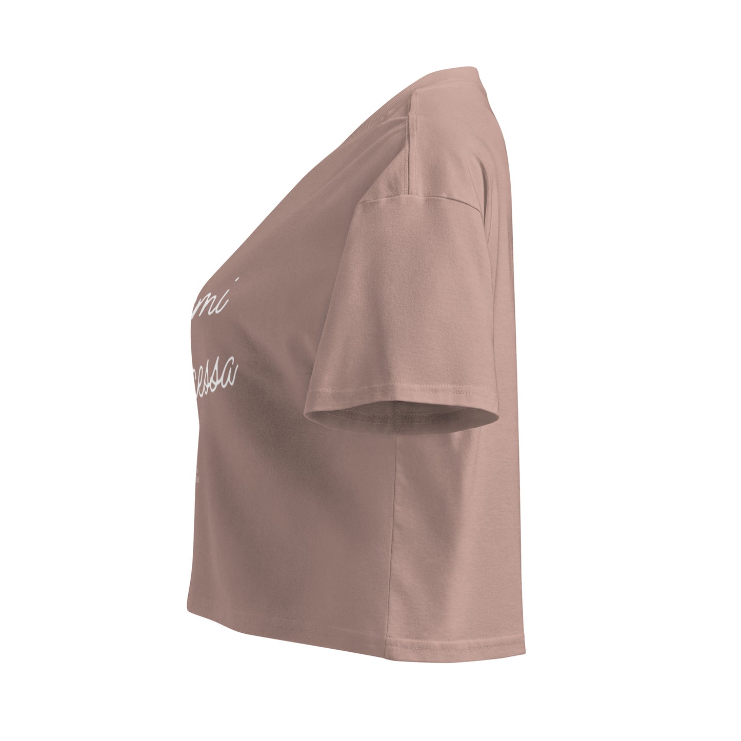 Miami Princessa Crop Top in hazy pink, left side view — Bling Assassin