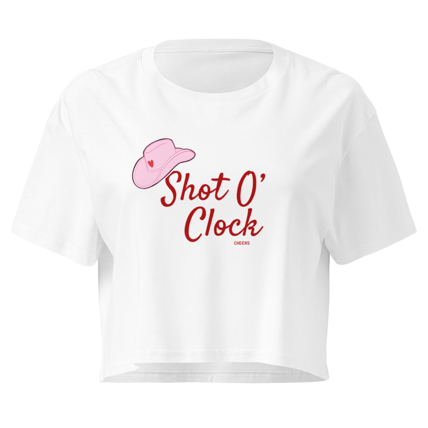 Shot O' Clock Crop Top in white, front view — Bling Assassin