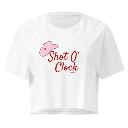 Shot O' Clock Crop Top in white, front view — Bling Assassin