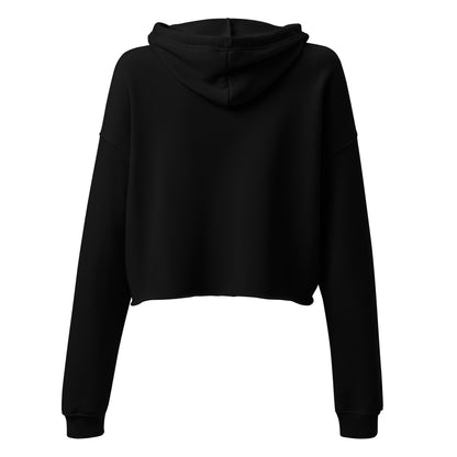 FDT Crop Hoodie in black, back view — Bling Assassin