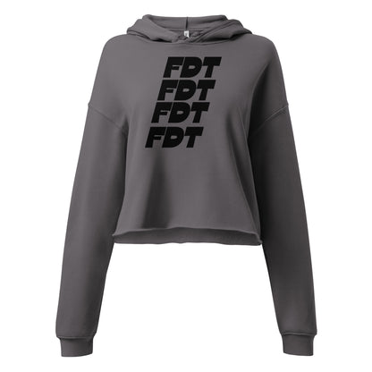 FDT Crop Hoodie in storm grey, front view — Bling Assassin