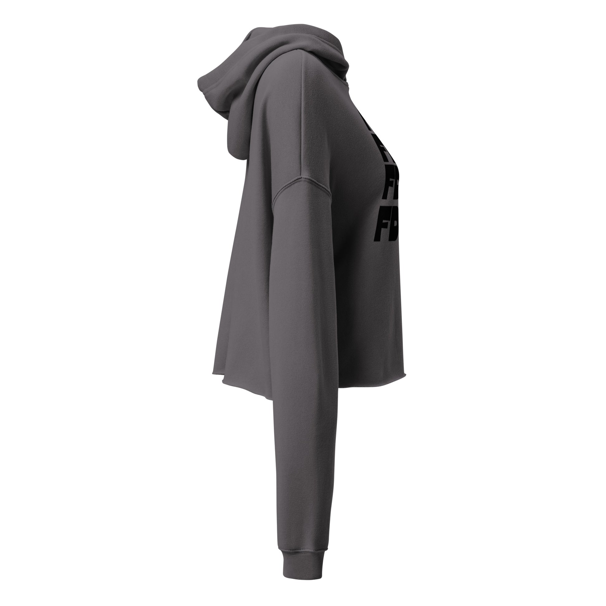 FDT Crop Hoodie in storm grey, right side view — Bling Assassin